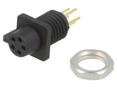 Conector circular soclu mamă 5 pini aurit foto