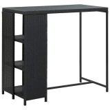 Cumpara ieftin Masa de bar cu raft depozitare, negru, 120x60x110 cm, poliratan