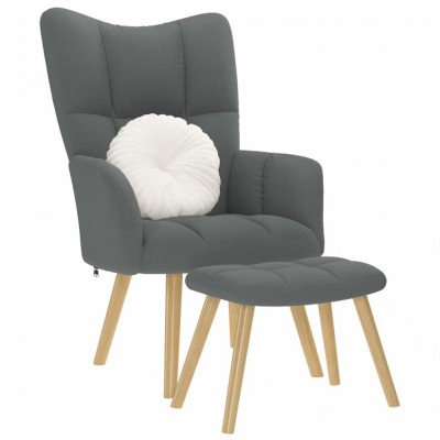 Gossi scaun de relaxare cu taburet, gri deschis, textil foto