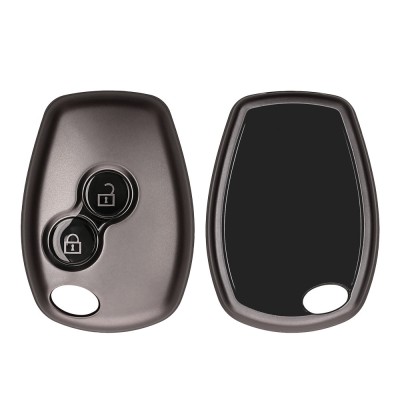 Husa Cheie Auto Kwmobile pentru Dacia/Renault 2 Butoane, Gri/Negru, Silicon, KWM0000253B001C foto