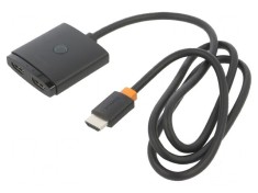 Adaptor HDMI 2.0 HDMI soclu x2, HDMI mufă 1m negru - Adaptor HDMI 2.0 pentru conectare la două dispozitive HDMI