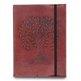 Agenda Jurnal din piele tabacita vegetal cu banda elastica - Copacul vietii