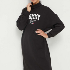 Tommy Jeans rochie din bumbac culoarea negru, mini, oversize DW0DW16462