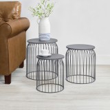 Set 3 mese laterale Amherst din metal, gri &icirc;nchis, design modern