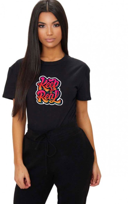 Tricou dama negru - Keep it real - 2XL