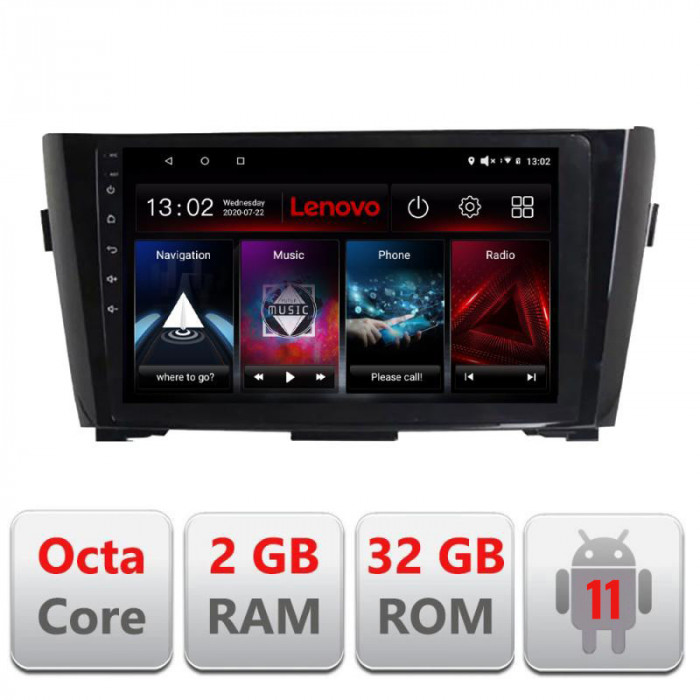 Navigatie dedicata Nissan Qashqai D-353 Lenovo Octa Core cu Android Radio Bluetooth Internet GPS WIFI DSP 2+32 GB 4G KIT-353+ED CarStore Technology