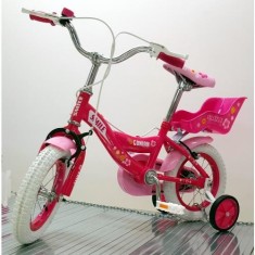 Bicicleta roz cu roti ajutatoare si cos pentru fetite Conian foto