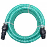 Furtun de aspirare cu racorduri, verde, 22 mm, 7 m