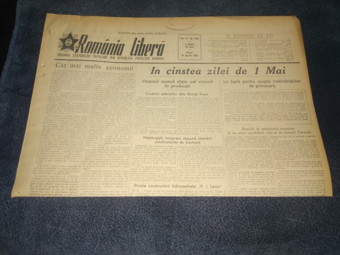 ZIARUL ROMANIA LIBERA 10 APRILIE 1953