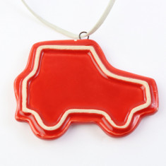 Decoratiune Craciun - Ceramic Car on String, red 7x5cm | Drescher