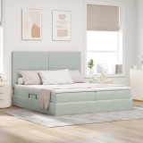 vidaXL Pat cu storage cu saltea Gri deschis 180 x 200 cm Catifea 3372233