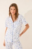 women&#039;secret set de pijama de bumbac culoarea alb, bumbac, 3139889