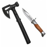 Cumpara ieftin Set topor si briceag de vanatoare DEPOX&reg;, otel inoxidabil, negru, 42 cm/34 cm, teaca inclusa