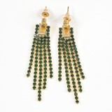 Cercei cu franjuri si pietre verzi