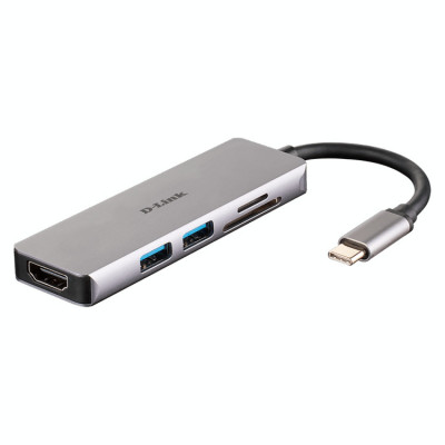 HUB USB D-Link DUB-M530, USB 3.0 x2, USB Tip C, Gri foto