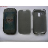 Husa Silicon cu Capac Touch Gri/Transparent Compatibila Samsung S7562, Protectie Ecran