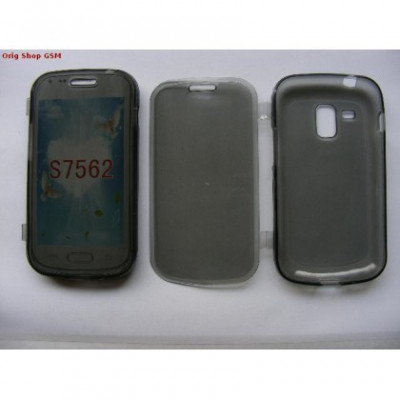 Husa Silicon cu capac Protectie Touch Samsung S7562 Gri/Transpar foto