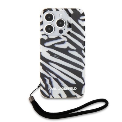 Husa pentru iPhone 15 Pro Max - Karl Lagerfeld IML Luxury (KLHCP15XHZBPKCCK) - Zebra Pattern&amp;amp;Cord foto