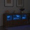 vidaXL Servantă cu lumini LED, stejar maro, 142,5x37x67 cm