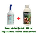 Spray antiparazitar pentru păsări Antipoux Galisium 500 ml + Antiparazitar extern pentru păsări Herba-Top Ecto-Plus 500 ml
