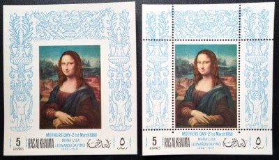RAS AL KHAIMA, MONA LISA - COLIȚE MNH PERF./IMPERF. foto
