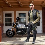 Pantaloni moto jeans pentru barbati W-TEC Leonard negri cu protectii CE