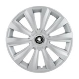 Set 4 Capace Roti Autohelix MSA&reg; potrivite jantelor de 15 inch, pentru Skoda Alb Negru model Delta Gray