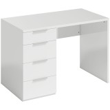 HOMCOM Birou Compact, 110x61.5x75 cm Birou Modern cu 4 Sertare, Masă pentru Computer, Cameră și Birou, Alb Lucios | Aosom Romania