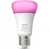 Bec LED RGB inteligent Hue, Bluetooth, Zigbee, A60, E27, 9W (75W), 806 lm, lumina alba si colorata, Philips