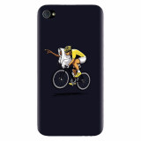 Husa silicon pentru Apple Iphone 4 / 4S, ET Riding Bike Funny Illustration