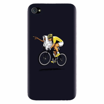 Husa silicon pentru Apple Iphone 4 / 4S, ET Riding Bike Funny Illustration foto
