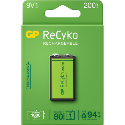Acumulatori GP Batteries, ReCyco 200mAh 9V NiMH, paper box 1 buc. 20R8H-EB1, foto