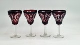 lot de 4 Pahare pentru vin Rubinii Buzau anii &#039; 70 Perla Lux