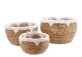 Cumpara ieftin Set 3 ghivece flori papura natur textil alb 22 x 15 cm, 26,5 x 18 cm, 32,5 x 22 cm