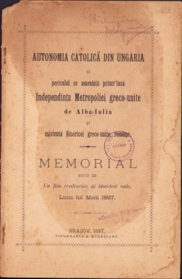 C5378N Autonomia catolică din Ungaria și periculul ce amenință 1897 foto
