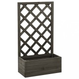 VidaXL Jardinieră cu spalier de grădină, gri, 50x25x90 cm, lemn brad