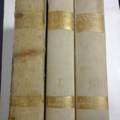 ENCICLOPEDIA ROMANIEI - D.GUSTI - 1938 - volumele 1,2,3 ( cu portrete vol.1 si 3,vol.1 cotor deteriorat)