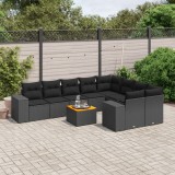 Gossi set canapele de gradina cu perne, 10 piese, negru, poliratan