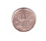 Moneda Belgia 50 centimes 1953, text francez, un pic deformata, curata