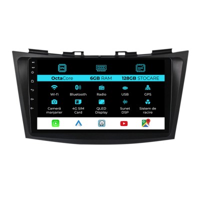 Navigatie Dedicata Suzuki Swift (2010-2017), 9Inch, 6Gb Ram, 128Gb Stocare, Carplay foto