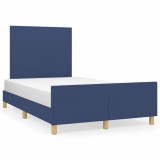 Cadru de pat cu tăblie, albastru, 120x200 cm, textil