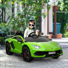 HOMCOM Masina Electrica pentru Copii, Automobil pentru Copii Lamborghini Aventador cu Telecomanda, Faruri LED si Muzica, Varsta 3-8 Ani, Verde