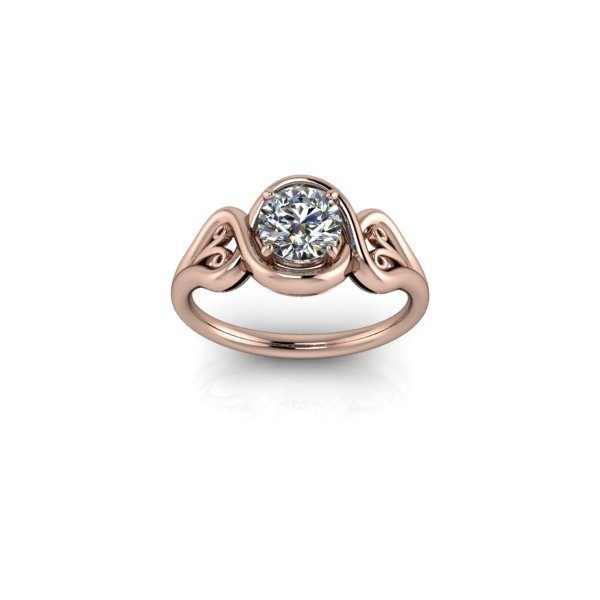 Inel de dama din aur roze 14K, piatra zirconiu - 48