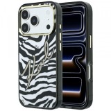 Husa MagSafe pentru Apple iPhone 18 Pro Max / 17 Pro Max, Karl Lagerfeld, HC IML Signature Zebra Glitter Gold, Neagra