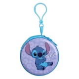 Portofel Metalic Lila Turcoaz Stitch cu Breloc pentru Copii &Oslash;7,5x3cm