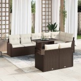 VidaXL Set de canapele pentru grădină cu pernă 9 pcs Maro Rattan poli