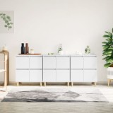 VidaXL Servante, 3 buc, alb, 60x35x70 cm, lemn prelucrat
