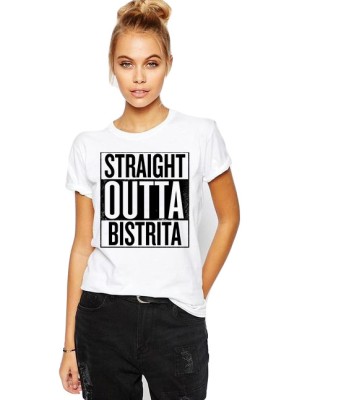 Tricou dama alb - Straight Outta Bistrita - M foto