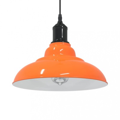 vidaXL Lampă suspendată reglabilă &amp;icirc;nălțime E27 Portocaliu lucios Metal foto