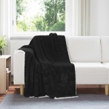vidaXL Pătură de aruncat Pled Negru 130x150cm. Fleece Molton Moale, Pufos, Cald și Ușor. Perfectă Canapea, Pat, Decor Casă.